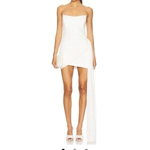 Chic Lacey mini Asymmetrical White Strapless Dress